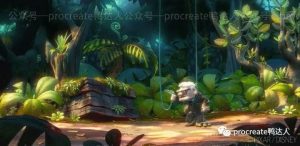 看完迪士尼动画作品,果断收藏了!迪士尼动画风格的丛林效果Procreate笔刷【227期】-yadaren