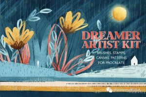 ipad高级复古儿童艺术插画笔刷来啦,枯笔拉丝效果无敌【660期-yadaren