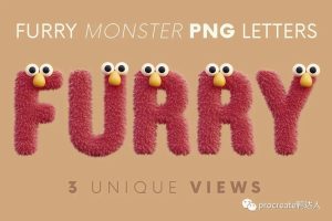 3D搞怪毛绒质感的装饰字体来啦，作品瞬间有趣了【740期】-yadaren