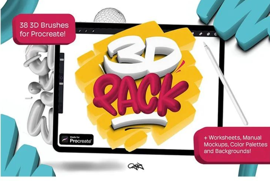 ipad最强3D立体笔刷套装来啦，还要什么设计软件！！！【687期】-yadaren