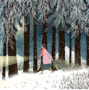 新手福利来啦,一笔绘就绝美圣诞氛围感雪景插画【637期】-yadaren