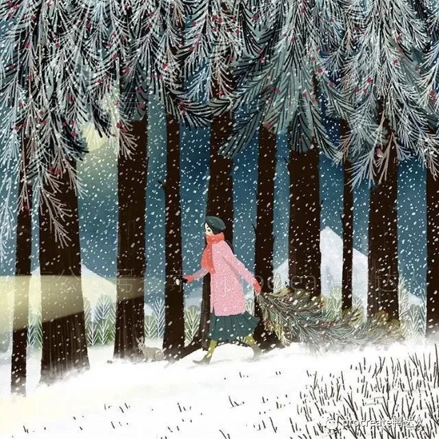 新手福利来啦，一笔绘就绝美圣诞氛围感雪景插画【637期】-yadaren