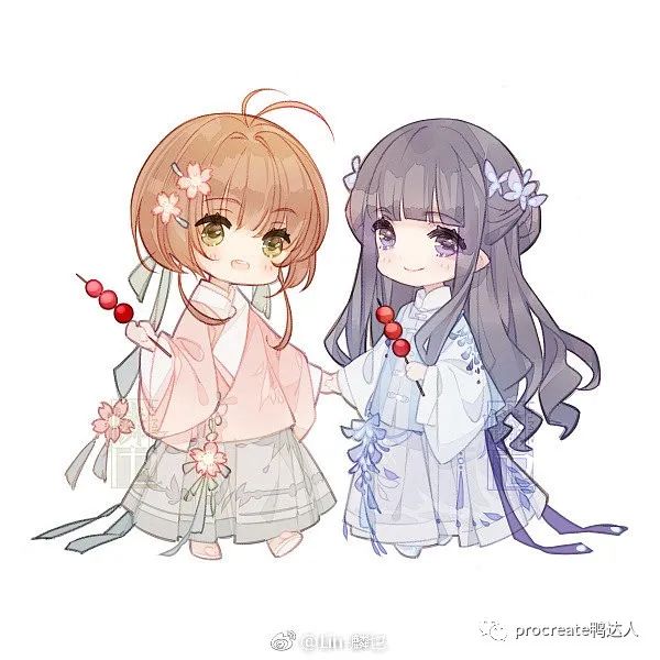 procreate竟然可以绘制出无敌可爱的Q版女孩！还要什么手绘板！【726期】-yadaren