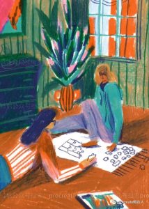 只是换了个笔刷,肌理效果完全不同了【617期】procreate可爱蜡笔机理笔刷-yadaren