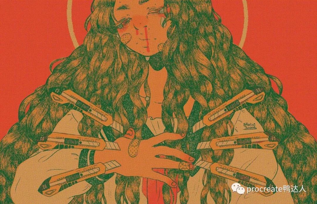绚丽梦幻的色彩冲撞出丰富的人物形象,这样的‘反叛少女’插画谁不爱【757期】-yadaren