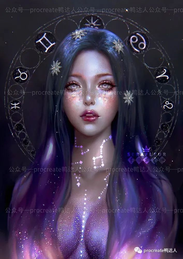 procreate绝美宇宙星座几何笔刷分享，画面瞬间高级了【455期】-yadaren