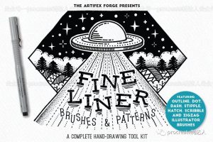 装饰画必备，简约复古针管线条图案质感笔刷包【439期】-yadaren