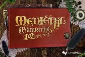 procreate华丽复古的中世纪哥特式手稿文字笔刷来啦,复古风满满【607期】-yadaren