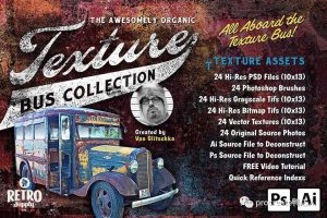 60年代嬉皮士风格纹理笔刷终于来了,轻松绘制复古纹理【884期】-yadaren